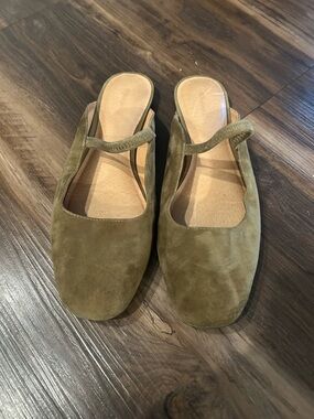 Madewell Olive Green Suede Mary Jane Mules
